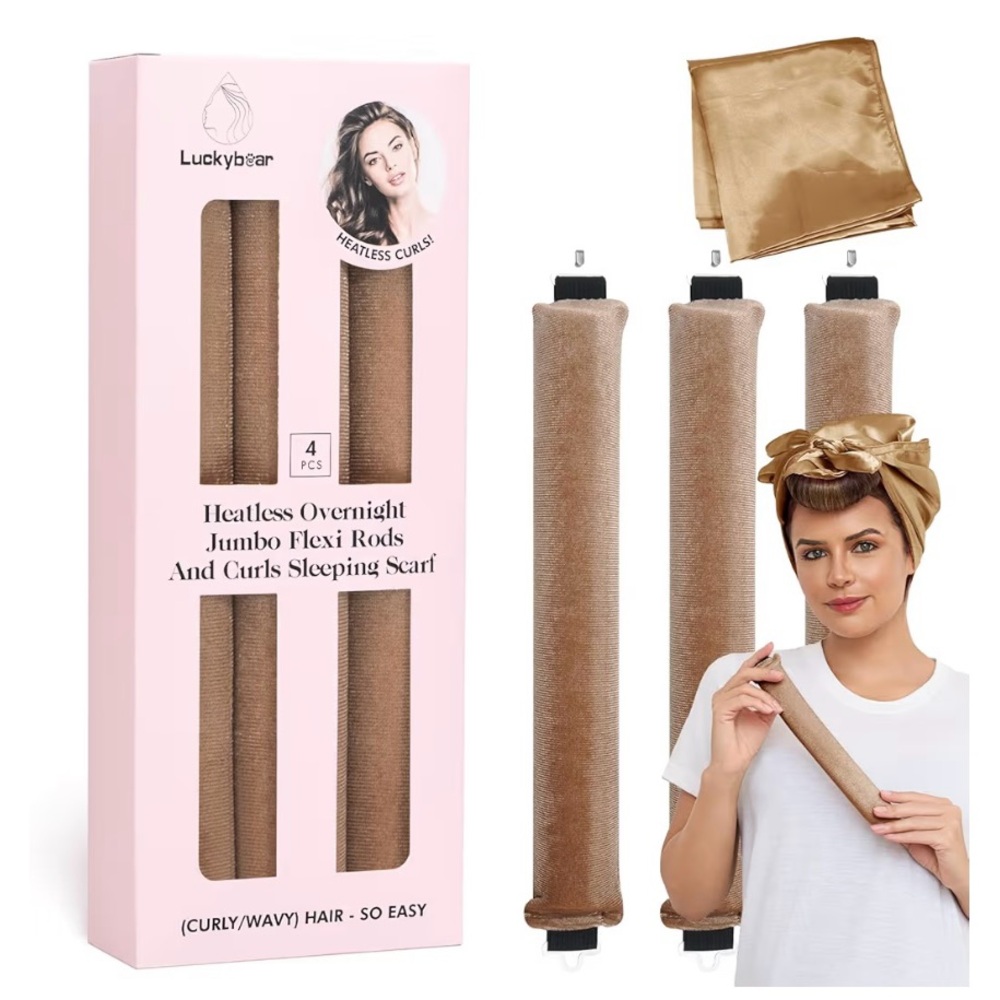 NWT 
Luckybear Heatless
Overnight Jumbo
Flexi Rods & Sleeping
Scarf Set  4 rods